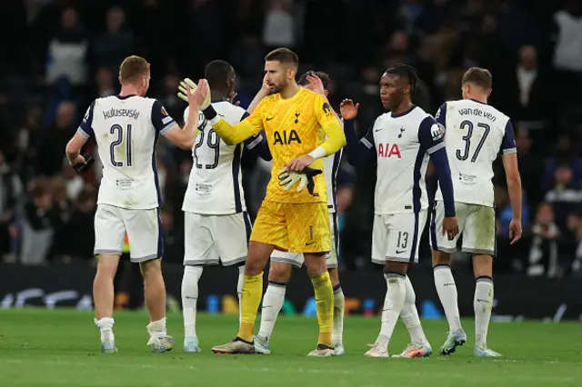 Tottenham players after the full time whistle