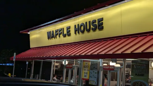 The outside of a Waffle House diner