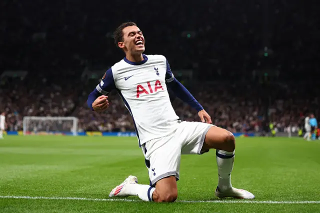 Brennan Johnson of Tottenham Hotspur celebrates