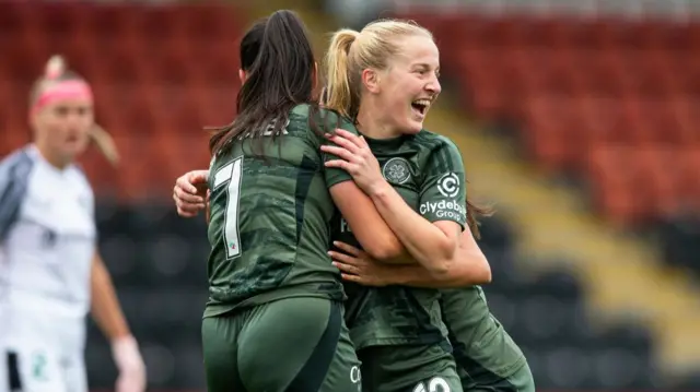 Murphy Agnew celebrates with Amy Gallacher