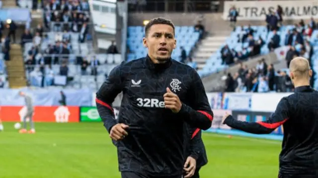 MALMO, SWEDEN - SEPTEMBER 26: Rangers' James Tavernier warms up before a UEFA Europa League Matchday One League Phase match between Malmo FF and Rangers at the Eleda Stadion, on September 26, 2024, in Malmo, Sweden. (Photo by Alan Harvey / SNS Group)