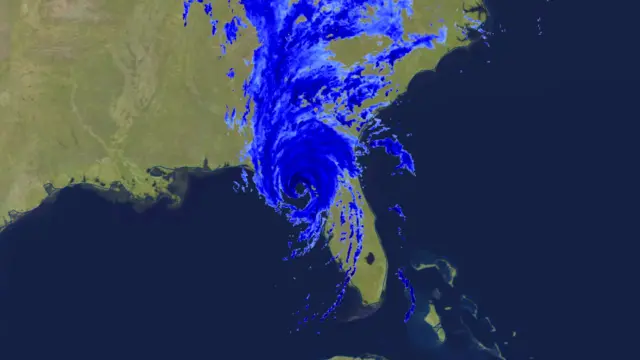 Satellite imagery capturing the moment Helene makes landfall