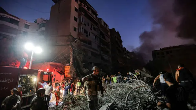 Lebanese soldiers search for survivors