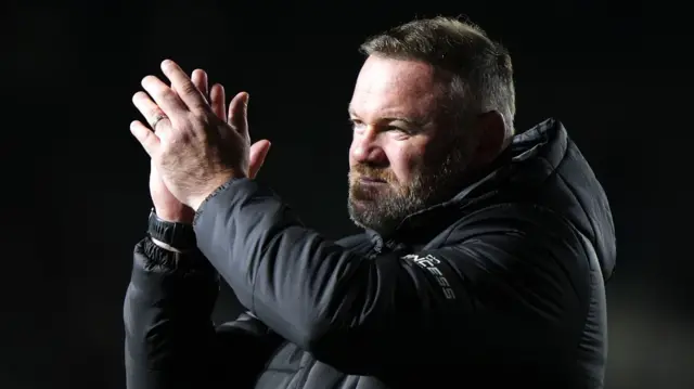 Wayne Rooney claps the Argyle fans after Plymouth's win over Luton