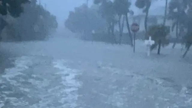 Flooded streets in Holmes Beach, Florida