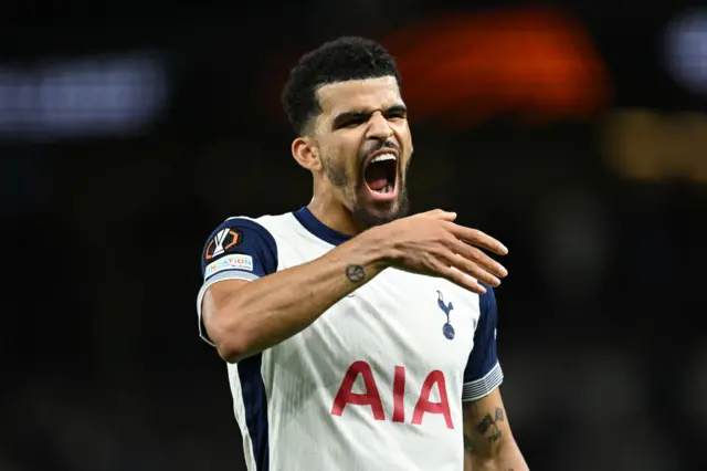 Dominic Solanke celebrates after scoring against Qarabag