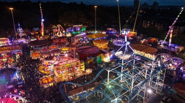 Aerial view of Nottingham Goose Fair