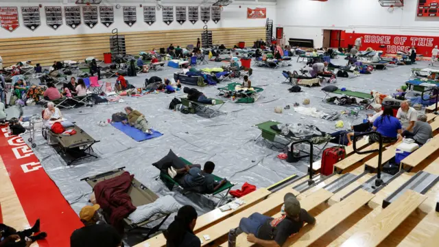 Residents of Leon County take shelter from Hurricane Helene at Leon High School near downtown Tallahassee