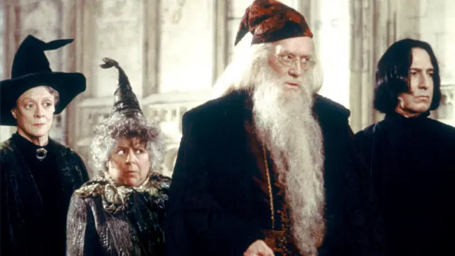 f Maggie Smith, Miriam Margolyes, Richard Harris and Alan Rickman star as Minerva MacGonagall, Professer Sprout, Albus Dumbledore and Severus Snape in Harry Potter