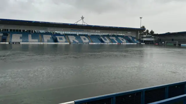 Pitch of AFC Telford under water