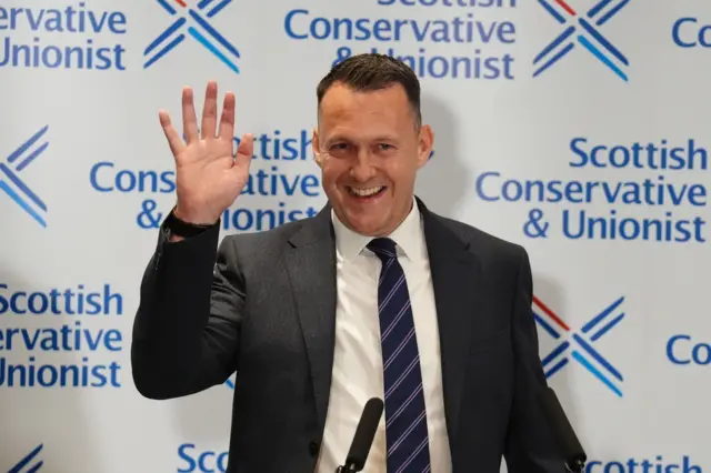 Russell Findlay moments after being elected leader of the Scottish Conservatives