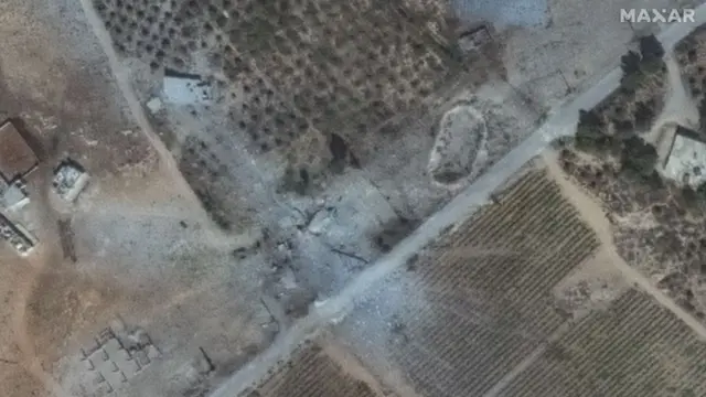 Satellite image of buildings after the strikes