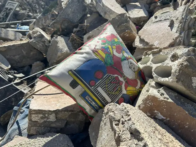 Rubble of destroyed building in Shebaa