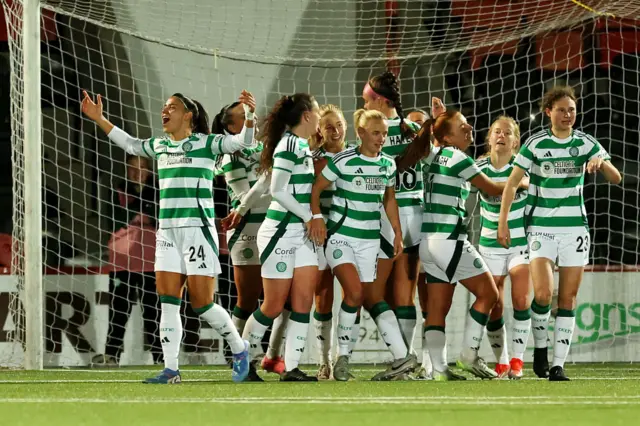 Celtic celebrate during their win over Vorskla Poltava