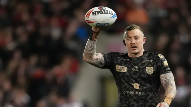 Leigh's Josh Charnley celebrates