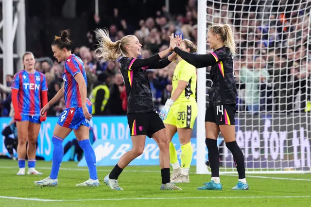 Beever-Jones congratulates Bjorn on her goal