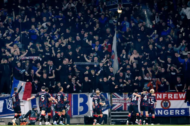 Rangers celebrate during their win over Malmo