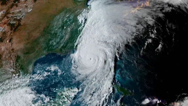 A satellite image showing the vastness of the hurricane