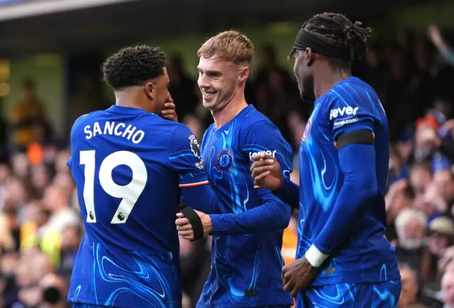 Chelsea's Cole Palmer (centre) celebrates