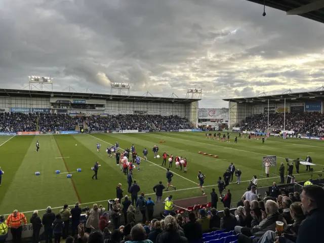 Players come out of the tunnel at Warrington