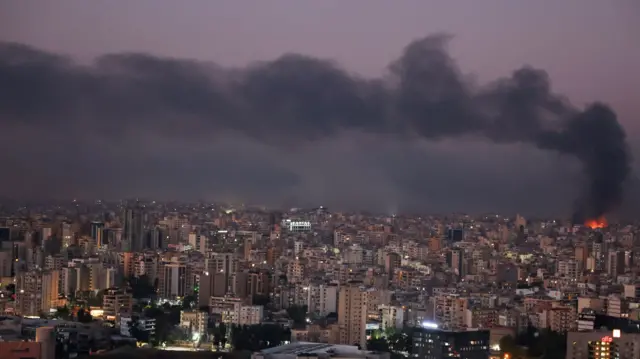 Smoke billows over Beirut's southern suburbs