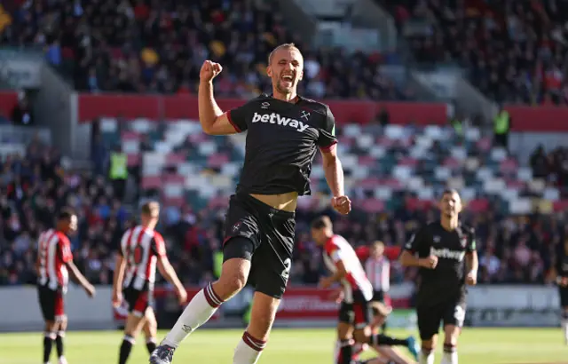 : West Ham United's Tomas Soucek celebrates