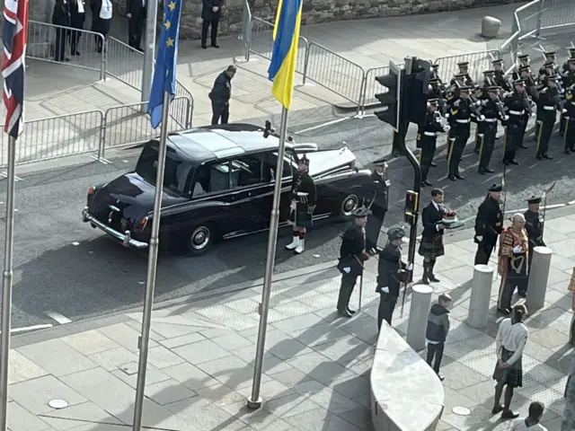 The Crown of Scotland arrives at the Scottish Parliament