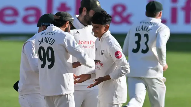 Notts celebrate wicket