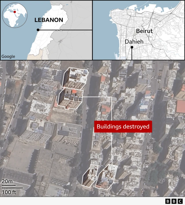 Satellite images of the strikes over Beirut