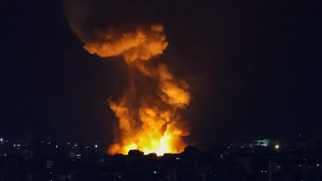 Smoke from massive air strike in Beirut