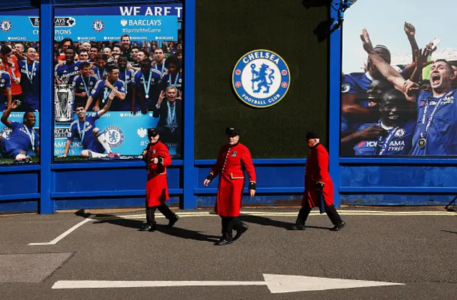 Chelsea Pensioners arrive at the stadium