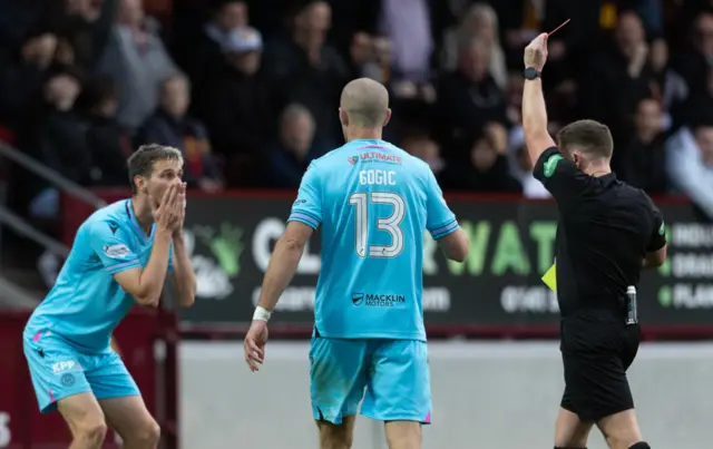 Scott Tanser was sent off for St Mirren