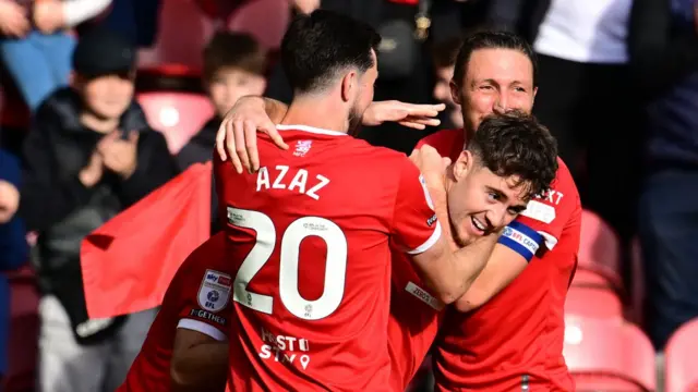 Hayden Hackney of Middlesbrough celebrates scoring the second goal