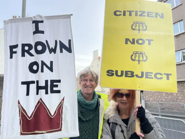 Donald Smith and Gillian Grant have come to Holyrood to protest today