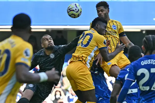 Georginio Rutter (R) heads home the opening goal