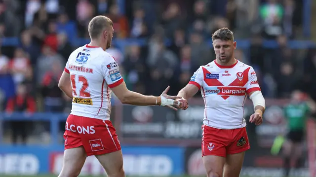 Tommy Makinson celebrates for St Helens