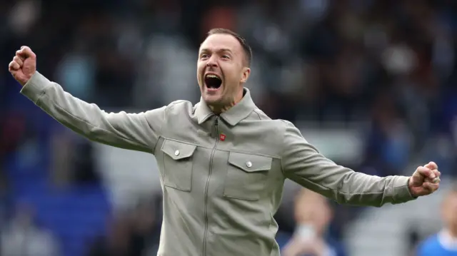 Chris Davies on the pitch at Birmingham after their win over Peterborough