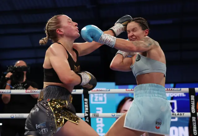 Rhiannon Dixon and Terri Harper exchange punches