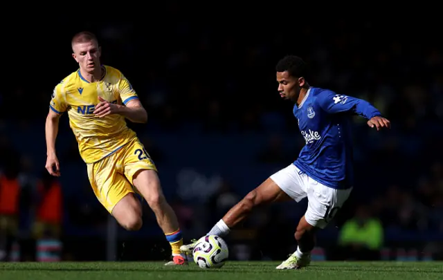 Iliman Ndiaye of Everton controls the ball