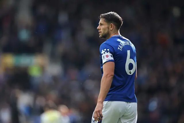 James Tarkowski of Everton looks on