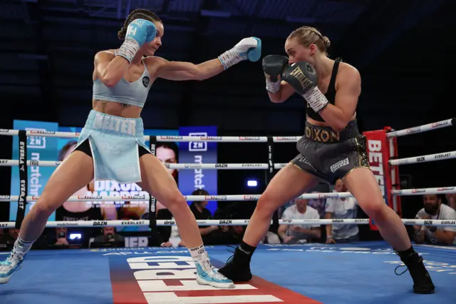 Terri Harper and Rhiannon Dixon in the ring