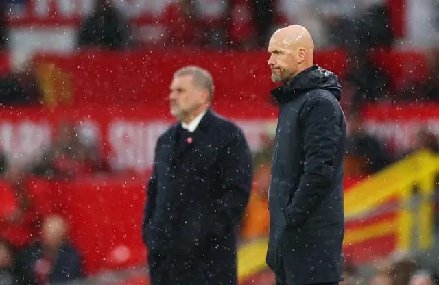 Erik ten Hag, Manager of Manchester United, reacts