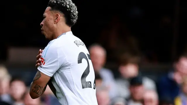 organ Rogers celebrates scoring the team's first goal during the English Premier League football match between Ipswich Town and Aston Villa at Portman Road in Ipswich, eastern England on September 29, 2024.