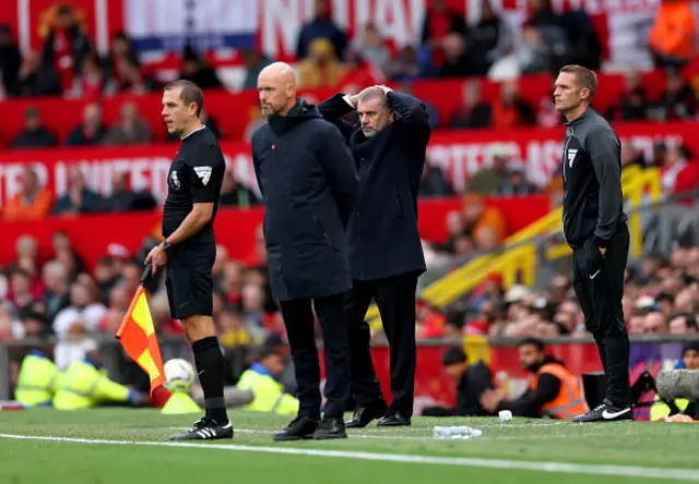 Erik ten Hag, Manager of Manchester United, and Ange Postecoglou