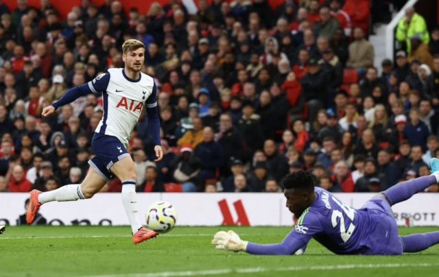 Timo Werner shoots at goal