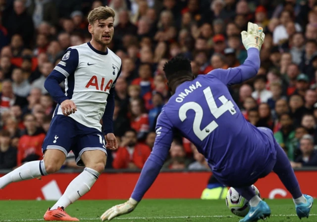 Timo Werner shoots at goal