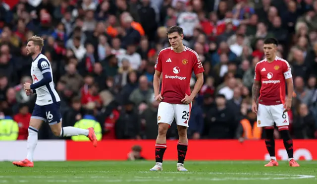 Manuel Ugarte of Manchester United shows dejection a