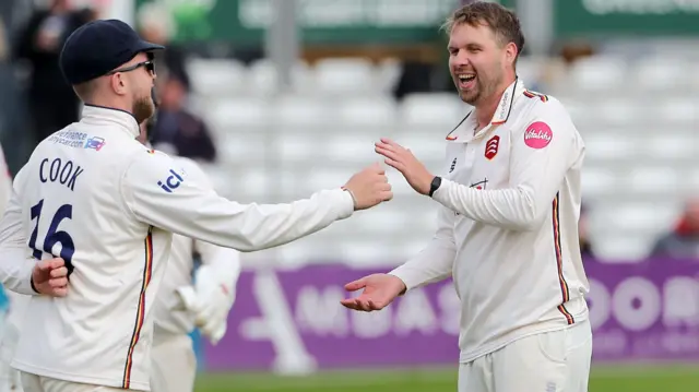 Matt Critchley celebrates wicket