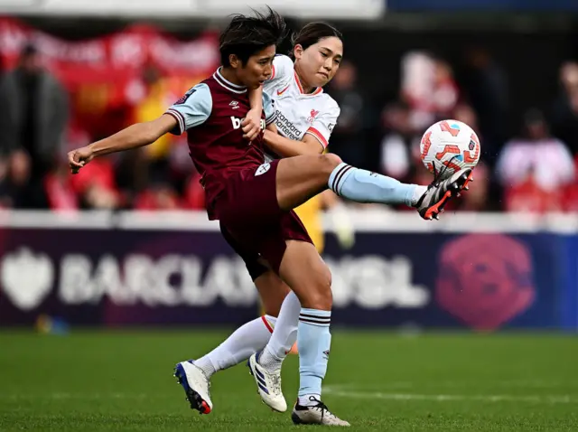 Riko Ueki of West Ham United in action against Fuka Nagano