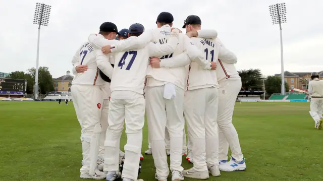 Essex players in a huddle